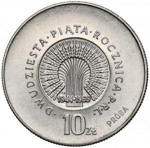 NIKIEL 10 Zloty Probe 1969, 25. Jahrestag der Volksrepublik Polen - große Aufschriften