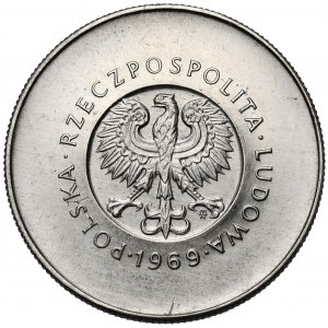 Próba NIKIEL 10 złotych 1969, 25. rocznica PRL - duże napisy