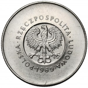 NIKIEL 10 zloty sample 1969, 25th anniversary of communist Poland - large inscriptions