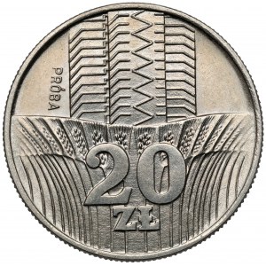 Próba NIKIEL 20 złotych 1973 Wieżowiec i łany zboża
