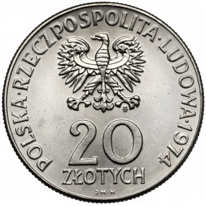 Próba NIKIEL 20 złotych 1974 XXV lat RWPG - gładkie