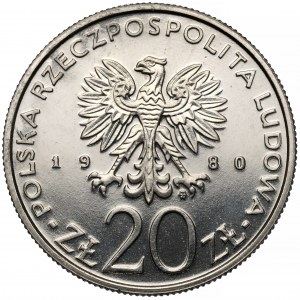 Próba NIKIEL 20 złotych 1980 XXII Olimpiada - biegacz