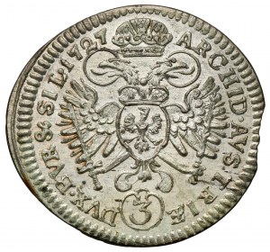 Silésie, Charles VI, 3 krajcara 1727, Wrocław