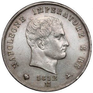 Italie, Napoléon Ier, 5 lires 1812-M, Milan
