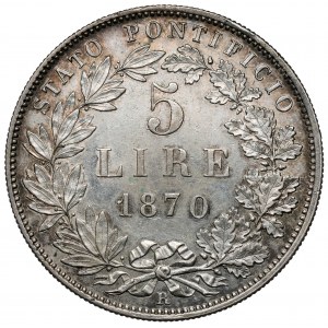 Watykan, Pius IX, 5 lir 1870-R, Rzym