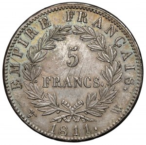 Francúzsko, Napoleon I, 5 frankov 1811-W, Lille