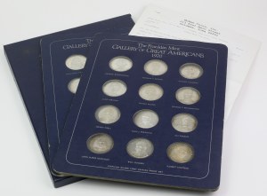 USA, séria medailí v striebre - Galéria z Veľkých Američanov 1970-1971 (24ks)