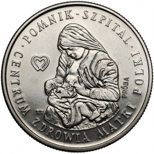 Próba NIKIEL 100 złotych 1985 Pomnik - Szpital Centrum Zdrowia Matki Polki