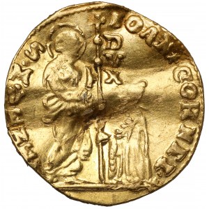 Włochy, Wenecja, Johann II Corner (1709-1722) Zecchino - oberżnięty