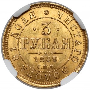 Rosja, Aleksander II, 3 ruble 1869 HI