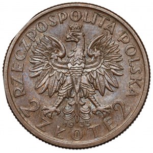 Próba BRĄZ 2 złote 1933 Głowa Kobiety - rzadka