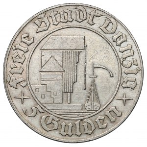 Wolne Miasto Gdańsk, 5 guldenów 1932 Żuraw