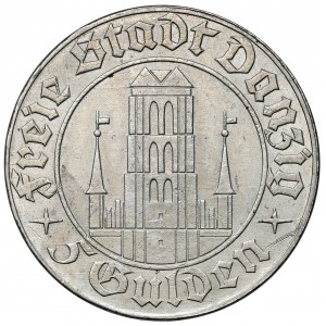Wolne Miasto Gdańsk, 5 guldenów 1932 Kościół