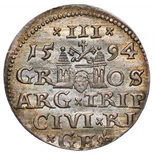 Zygmunt III Waza, Trojak Ryga 1594 - piękny