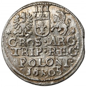 Zygmunt III Waza, Trojak Kraków 1605 - piękny