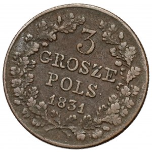 Powstanie Listopadowe, 3 grosze 1831 KG - skrętka