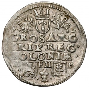 Zygmunt III Waza, Trojak Poznań 1596 - data przy herbach