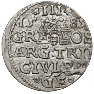 Stefan Batory, Trojak Ryga 1585 - bez naramiennika