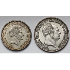 Prusy, Friedrich Wilhelm IV, 1 i 2-1/2 grosza srebrnego 1846-1857-A - zestaw (2szt)