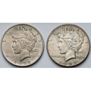 USA, Dolar 1922-1935 - Peace Dollar - zestaw (2szt)