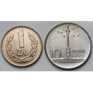 1 złoty 1949 CuNi i Mała Kolumna 10 złotych 1966 - zestaw (2szt)