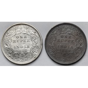 Indie, Wiktoria, Rupia 1887-1889 - zestaw (2szt)