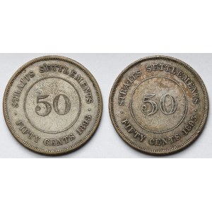 Straits Settlements, Wiktoria, 50 centów 1893-1898 - zestaw (2szt)