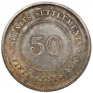 Straits Settlements, Wiktoria, 50 centów 1890
