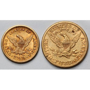 USA, 2-1/2 dolara 1903 i 5 dolarów 1882 - zestaw (2szt)