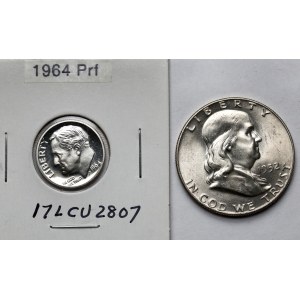 USA, 1/2 dolara 1952 i Dime 1964 - zestaw (2szt)