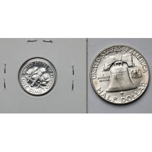 USA, 1/2 dolara 1952 i Dime 1964 - zestaw (2szt)