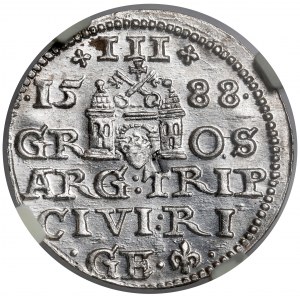 Zygmunt III Waza, Trojak Ryga 1588 - duża głowa