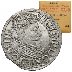 Zygmunt III Waza, 3 krucierze Kraków 1616 - Awdaniec - ex. Karolkiewicz