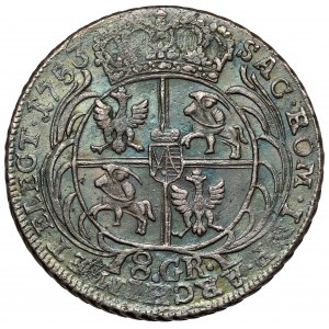 August III Sas, Dwuzłotówka Lipsk 1753 - 8 GR - wąskie