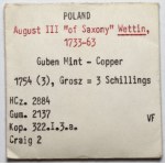 August III Sas, Grosz Grünthal? 1754 (3) - antyczna - ex. Karolkiewicz