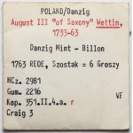 August III Sas, Szóstak Gdańsk 1763 REOE - ex. Karolkiewicz