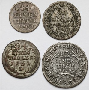 August II Mocny i III Sas, od 1/48 do 1/12 talara 1713-1763 - zestaw (4szt)