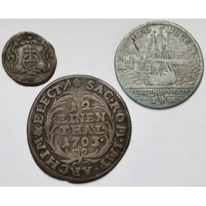 August II Mocny, Halerz, grosz i 1/12 talara 1703-1717 - zestaw (3szt)