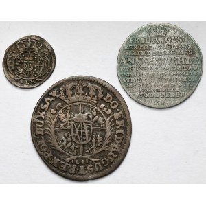 August II Mocny, Halerz, grosz i 1/12 talara 1703-1717 - zestaw (3szt)