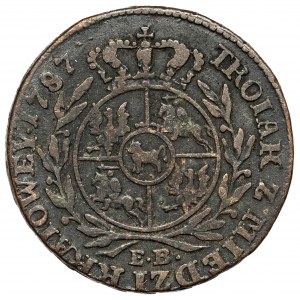 Poniatowski, Trojak 1787 EB - Z MIEDZI KRAIOWEY