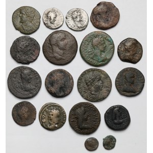 Cesarstwo i Rzym Prowincjonalny, Brązy - w tym drachmy - zestaw (18szt)