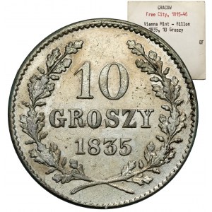Wolne Miasto Kraków, 10 groszy 1835 - ex. Karolkiewicz