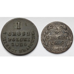 1 grosz 1825 i 5 groszy 1816 - zestaw (2szt)