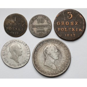 Od grosza do 5 złotych 1817-1840 - zestaw (5szt)