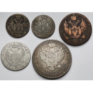 Od grosza do 5 złotych 1817-1840 - zestaw (5szt)