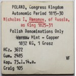 1 grosz polski 1832 KG - ex. Karolkiewicz