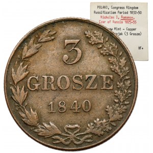 3 grosze 1840 MW, Warszawa - ex. Karolkiewicz