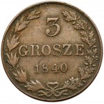 3 grosze 1840 MW, Warszawa - ex. Karolkiewicz