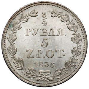 3/4 rubla = 5 złotych 1836 MW, Warszawa - piękne