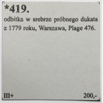 Poniatowski, Odbitka w srebrze dukata 1779 EB